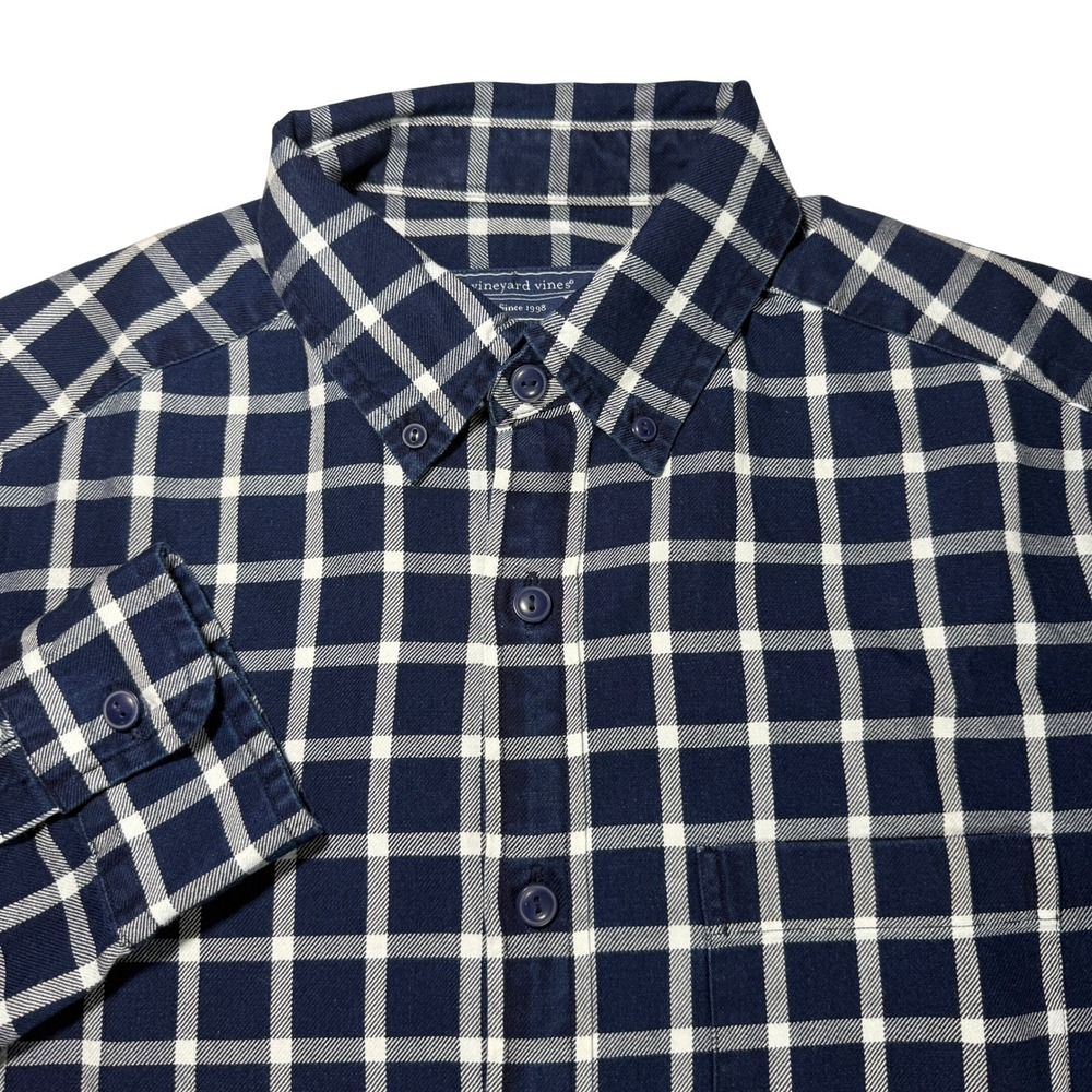 Vineyard Vines Classic Checkered‎ Flannel Shirt Men Navy Long Sleeve Size Small
